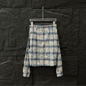 Acne Studios Blue and White Gradient Check Bandeau Blouse